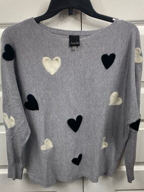 Aaeda  Anthropologie 3/4 Dolman Sleeves Heart Sweater Oversized Boho Whimsy Med